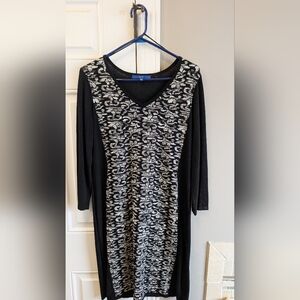 Apt. 9 Black and Gray Long Sleeve Dress